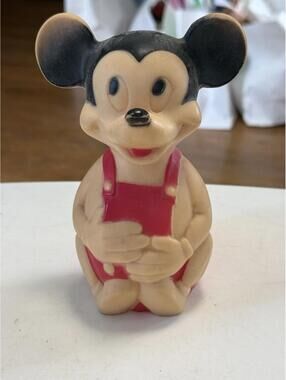 Vintage 1960s 6.5" Walter J Jamieson Inc Mickey Mouse Soft Plastic Bank